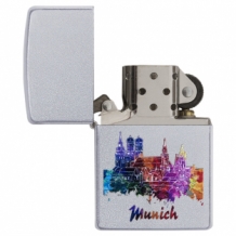 Zippo aansteker Munich watercolor open