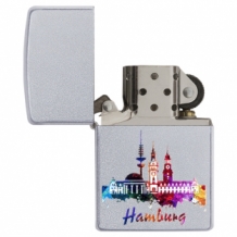 Zippo aansteker Hamburg watercolor open