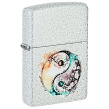 Zippo aansteker Watercolor Yin Yang Design.  Deze Zippo aansteker heeft een glacier afwerking met aan de voorzijde een kleurf