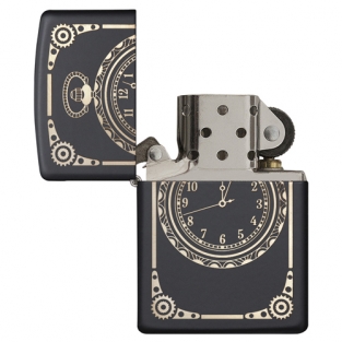 Zippo aansteker All Over Clock Mechanism voorzijde open